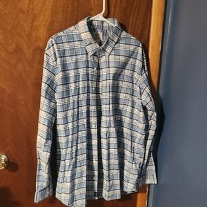 L.L. Bean Men's Blue and White Plaid Shirt